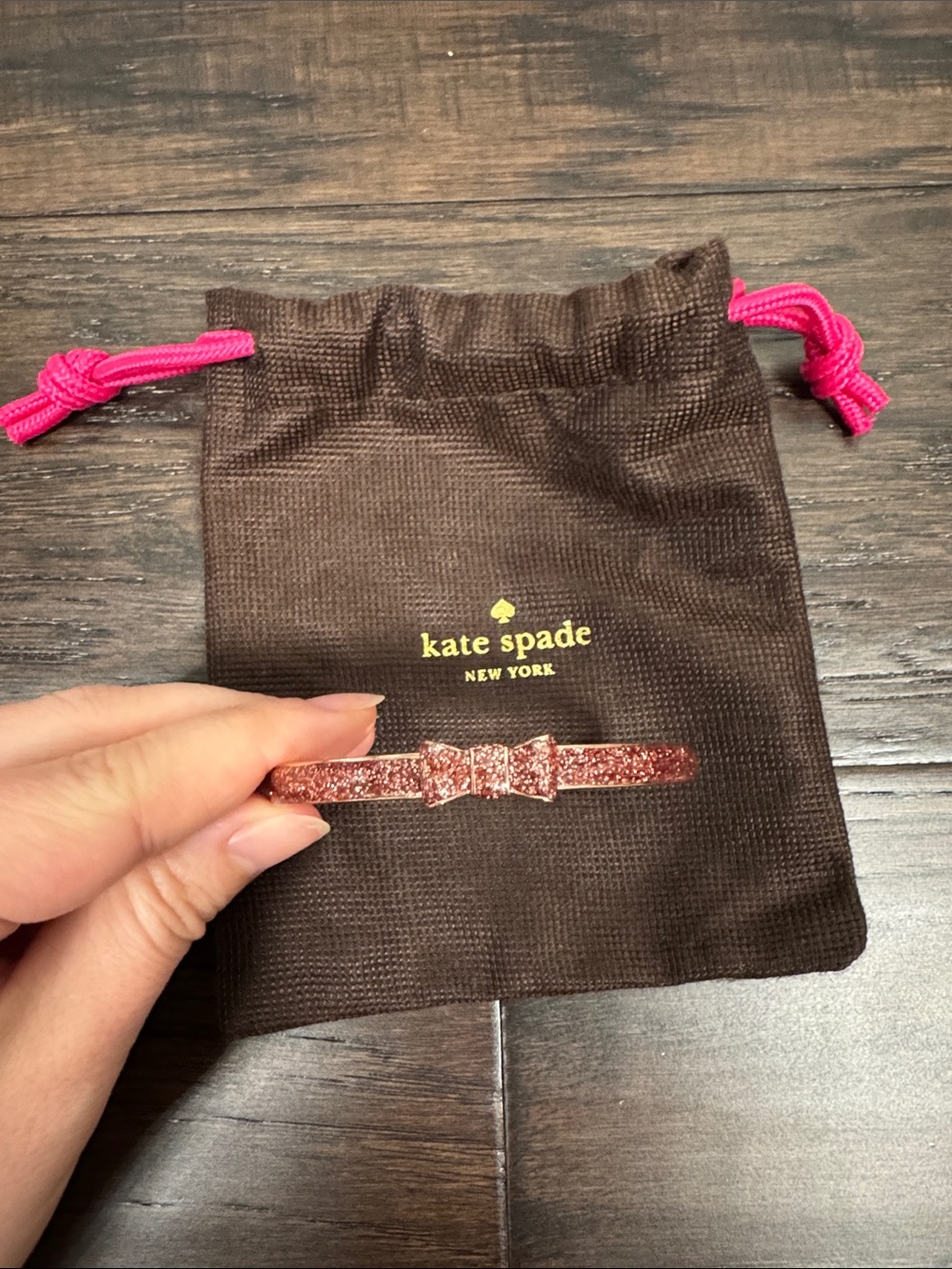 kate spade Rose Gold Glitter Bow Bangle Bracelet